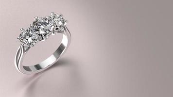 white gold engagement ring with diamond 3d render with beautiful background photo