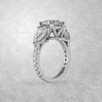 3 stone engagement ring in gold 3D render photo