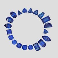 sapphire color stone in all gem shapes 3D render photo