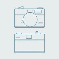 Front and back of vintage camera outline in isolated icon symbol vector
