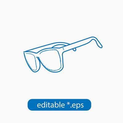 Sport sun glasses blue outline in isolated, icon, symbol, logo