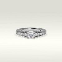 solitaire engagement ring laying down position in white gold 3D render photo