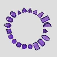 amethyst color stone in all gem shapes 3D render photo