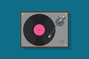 Record player with vinyl record, isolated. vector illustration.Vintage record player with retro vinyl discs. Realistic vector illustration. Vinyl player in pop art style view from above