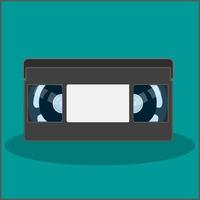 Illustration Vector Graphic of video cassette tape on white background, VHS tape vector on a white background. Vintage style movie storage icon. Old record video recorder tape.