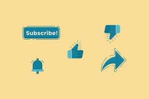 Illustration Vector Graphic flat icon of Subscribe Button, Like, dislike, share, and Notification Bell Icon. Suitable for vlog asset. travel icons set