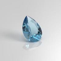 aquamarine gemstone pear drop 3D render photo