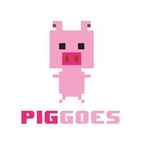 Pig 8 bit Game Logo Design vector