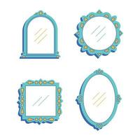 Set of various decorative Frames or borders with shadows. Different shapes. Photo or mirror frames. vector
