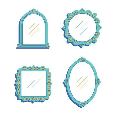 Set of various decorative Frames or borders with shadows. Different shapes. Photo or mirror frames.