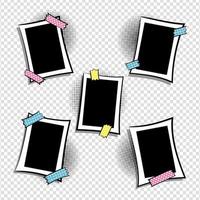 Set of vertical frames in pop art style. Collection of photo frames in comic style for a photo album. Color stickers