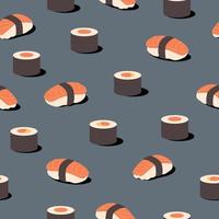 sushi y rollos de patrones sin fisuras. Fondo de vector de mariscos