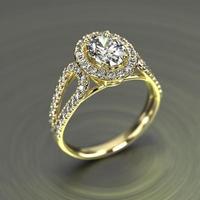 yellow gold engagement ring 3d render photo