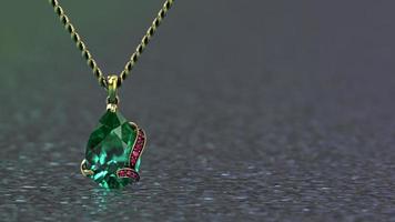 emerald color pear shape pendand with beasutiful swirl 3d render photo