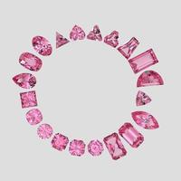 pink tourmaline color stone in all gem shapes 3D render photo