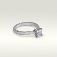 solitaire engagement ring laying down position in white gold 3D render photo