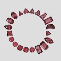 garnet color stone in all gem shapes 3D render photo