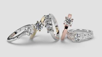 stacked banner engagement rings 3d render photo