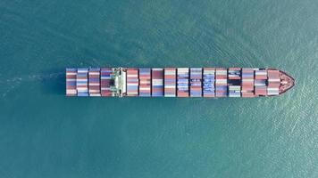 Aerial top view  Logistics and transportation of Container Cargo ship and Cargo import export business photo