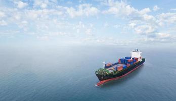 Aerial top view container cargo ship photo