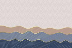 abstract wave style background with geometric japanese pattern and wavy striped lines vector