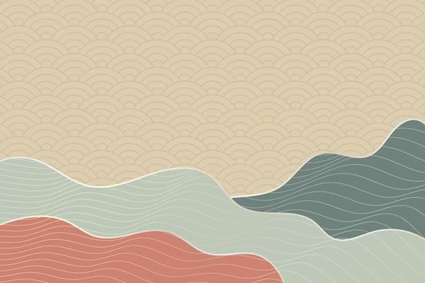 abstract wave style background with geometric japanese pattern and wavy striped lines