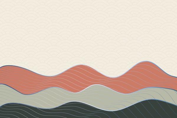 abstract wave style background with geometric japanese pattern and wavy striped lines