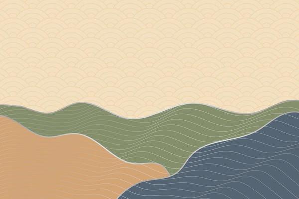 abstract wave style background with geometric japanese pattern and wavy striped lines