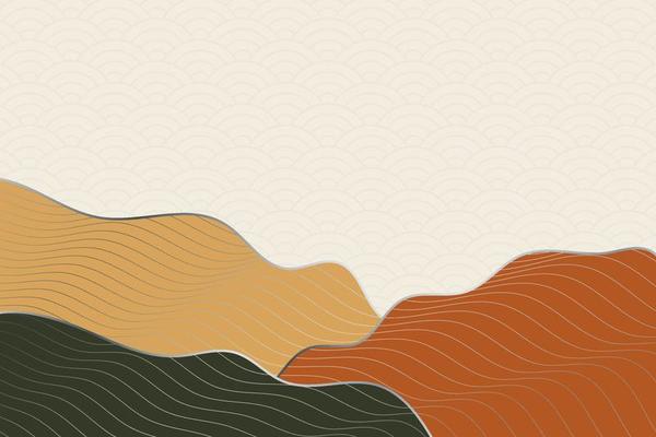 abstract wave style background with geometric japanese pattern and wavy striped lines