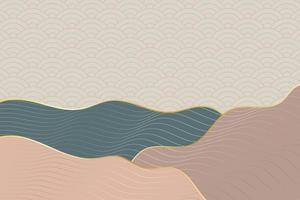 abstract wave style background with geometric japanese pattern and wavy striped lines vector