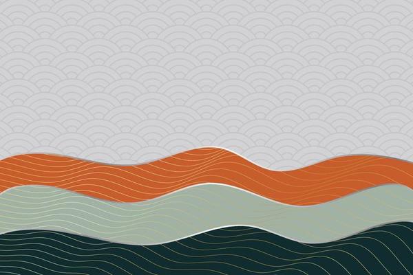 abstract wave style background with geometric japanese pattern and wavy striped lines