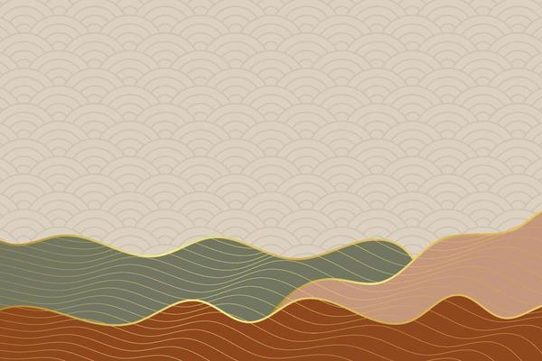 abstract wave style background with geometric japanese pattern and wavy striped lines