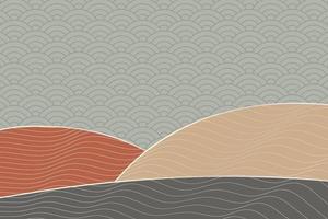 abstract wave style background with geometric japanese pattern and wavy striped lines vector