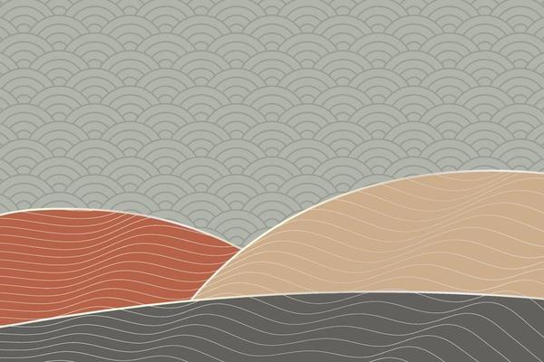 abstract wave style background with geometric japanese pattern and wavy striped lines