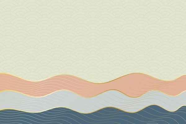 abstract wave style background with geometric japanese pattern and wavy striped lines