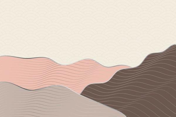 abstract wave style background with geometric japanese pattern and wavy striped lines