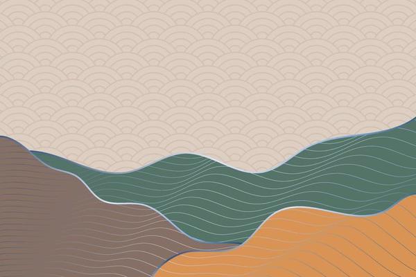 abstract wave style background with geometric japanese pattern and wavy striped lines