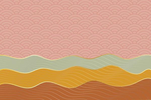 abstract wave style background with geometric japanese pattern and wavy striped lines