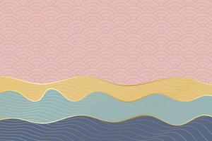 abstract wave style background with geometric japanese pattern and wavy striped lines vector