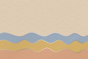 abstract wave style background with geometric japanese pattern and wavy striped lines vector