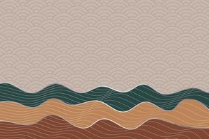 abstract wave style background with geometric japanese pattern and wavy striped lines vector