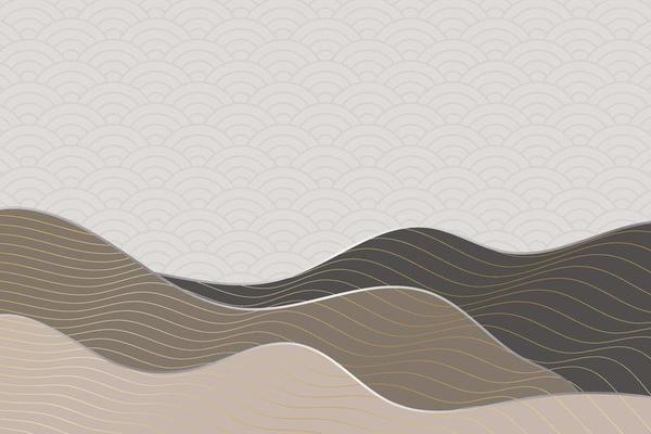 abstract wave style background with geometric japanese pattern and wavy striped lines