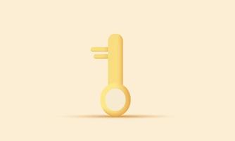 3d realistic key icon isolated on yellow vector