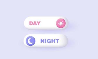 day night switcher web site button icon 3d realistic vector