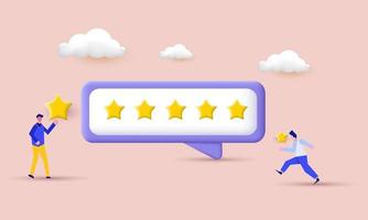 people characters giving five star feedback 3d realistic vector