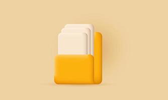 archivos carpeta papel documentos diseño icono 3d realista