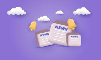 concept notification news update newspaper 3d icon information vector