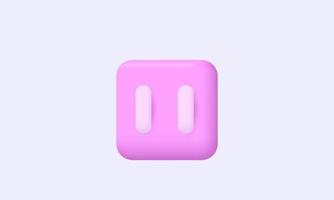 botón de pausa de diseño de icono realista 3d aislado en vector