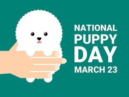 vector illustration, national puppy day, with cute white puppy, as a banner, poster or template.