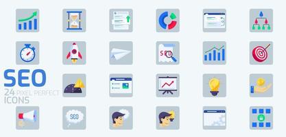 SEO Search Engine Optimization web icon for the report, analytics, data, marketing, idea, stats. Vector Flat Icons